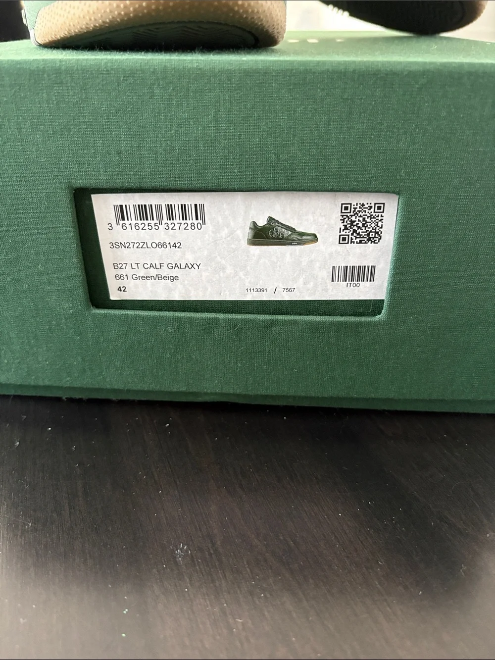 Dior Dark Green Low-Top Calf Galaxy Sneakers Green/Beige - Picture 2 of 7